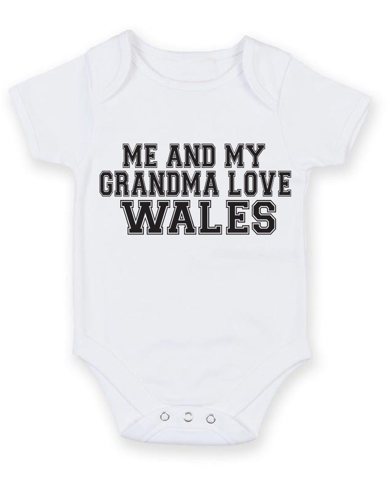 Me And My Grandma Love Wales TEXT STYLE Baby Grow Bodysuit