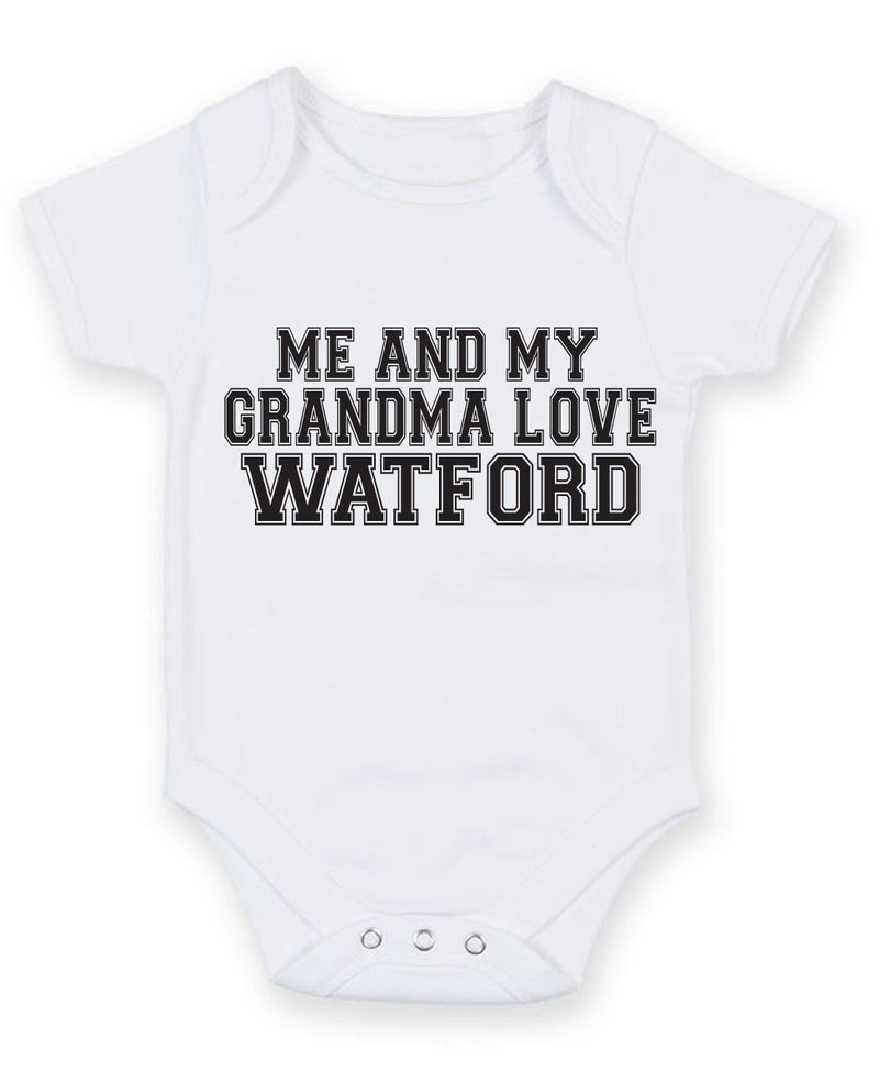 Me And My Grandma Love Watford TEXT STYLE Baby Grow Bodysuit