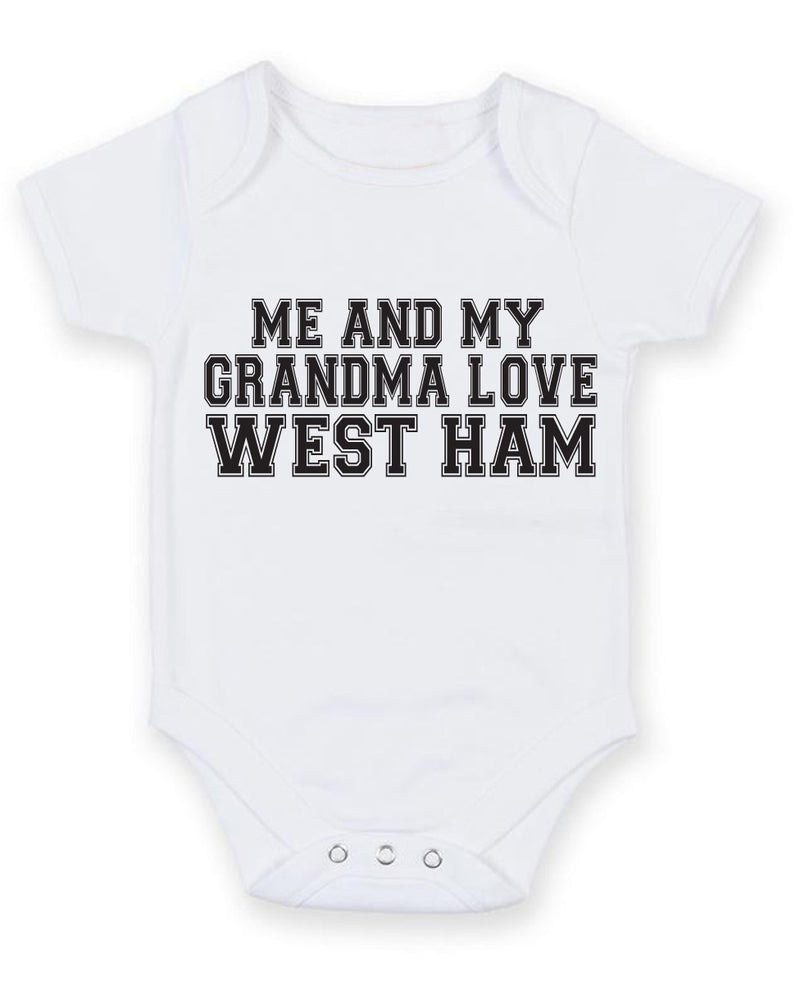 Me And My Grandma Love West Ham TEXT STYLE Baby Grow Bodysuit