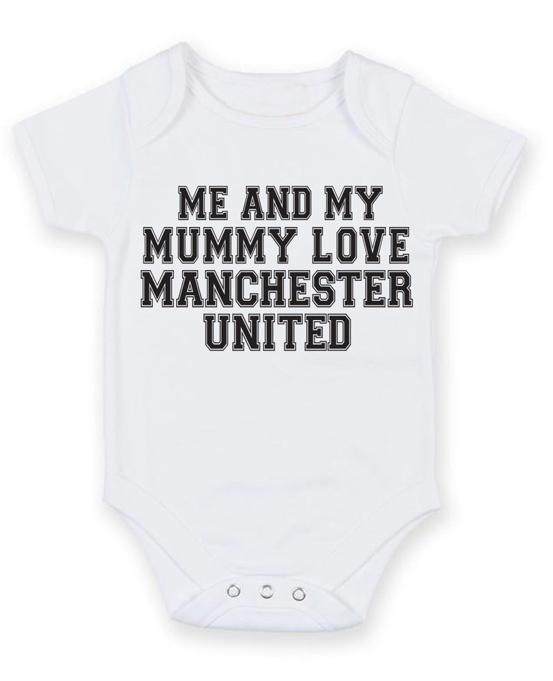 Me And My Mummy Love Manchester United TEXT STYLE Baby Grow Bodysuit