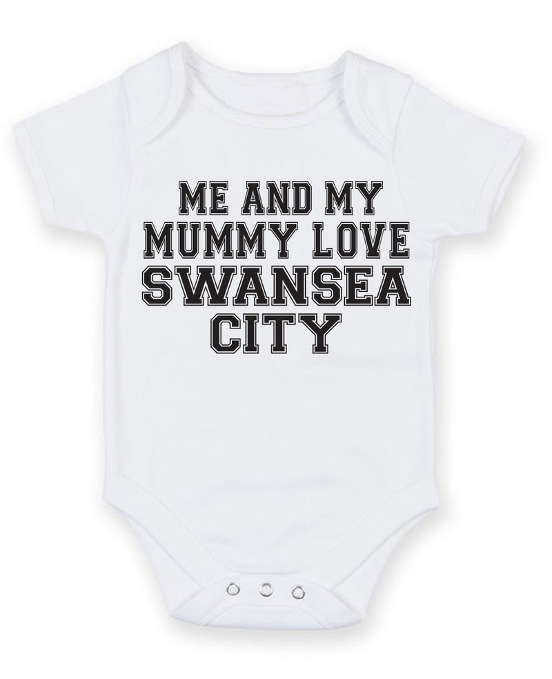 Me And My Mummy Love Swansea City TEXT STYLE Baby Grow Bodysuit