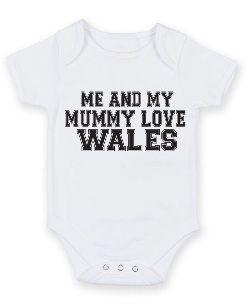 Me And My Mummy Love Wales TEXT STYLE Baby Grow Bodysuit