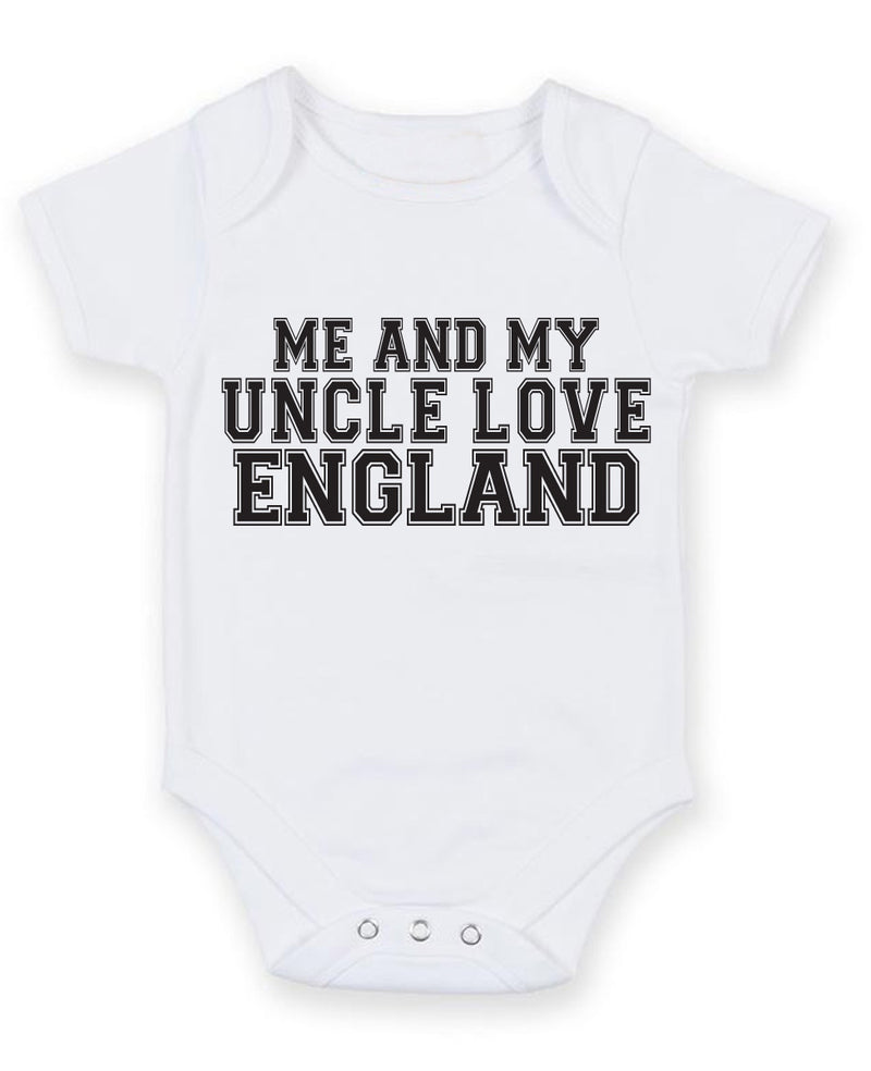Me And My Uncle Love England TEXT STYLE Baby Grow Bodysuit