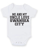 Me And My Uncle Love Swansea City TEXT STYLE Baby Grow Bodysuit