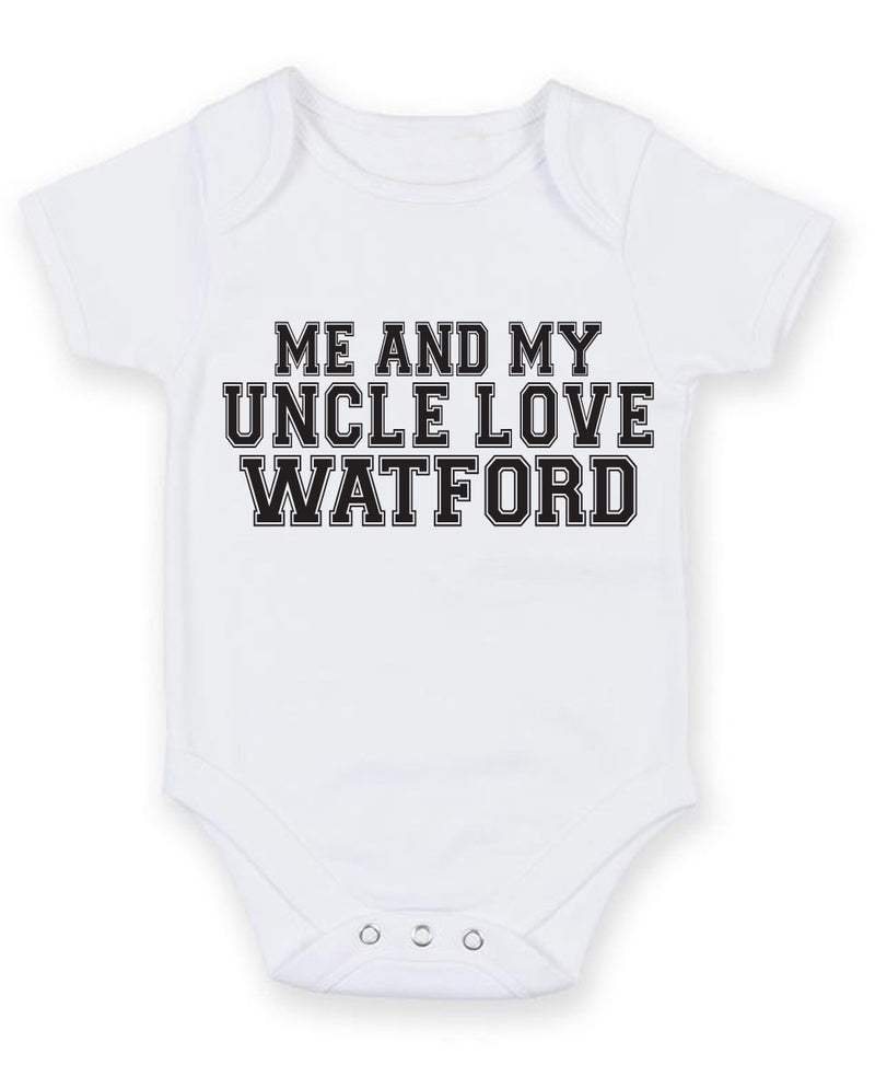 Me And My Uncle Love Watford TEXT STYLE Baby Grow Bodysuit