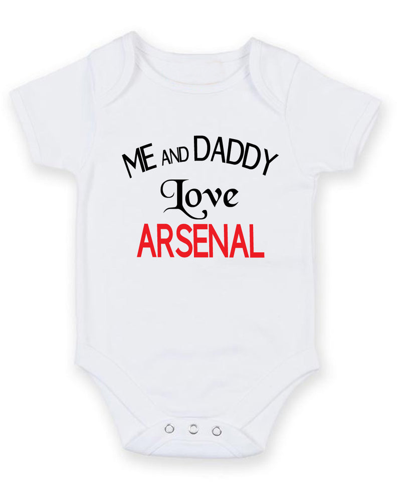 Me And Daddy Love Arsenal Personalised Baby Boy Girl Unisex Short Sleeve Bodysuit