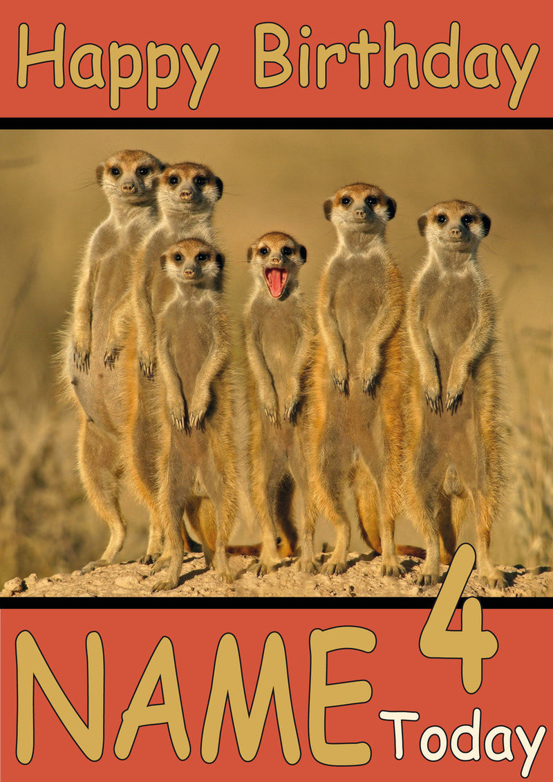 Meercats Funny Kids Adult Personalised Birthday Card Gift Present