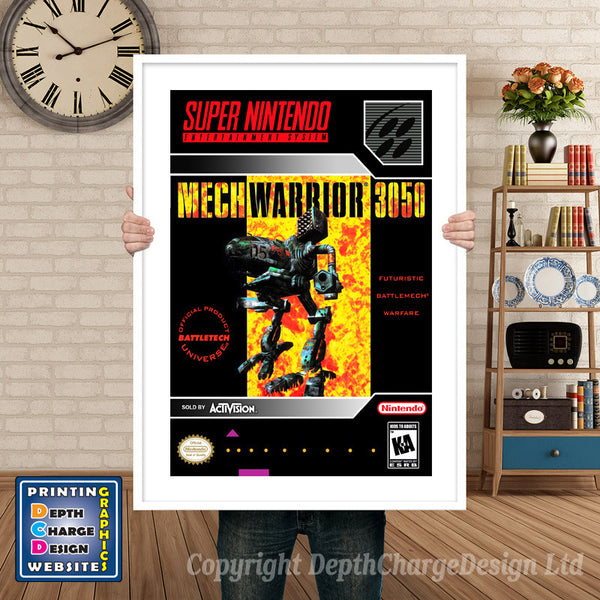 Mechwarrior 3050 Super Nintendo Game Inspired Theme Retro Gaming Poster