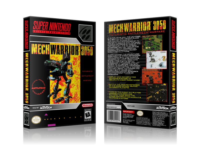 Mechwarrior 3050 Replacement SNES REPLACEMENT Game Case Or Cover