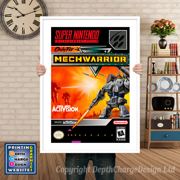 Mechwarrior Super Nintendo Game Inspired Theme Retro Gaming Poster
