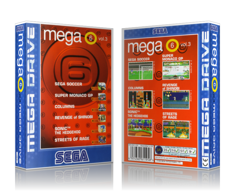 Mega 6 Box Front Sega Megadrive REPLACEMENT GAME Case Or Cover
