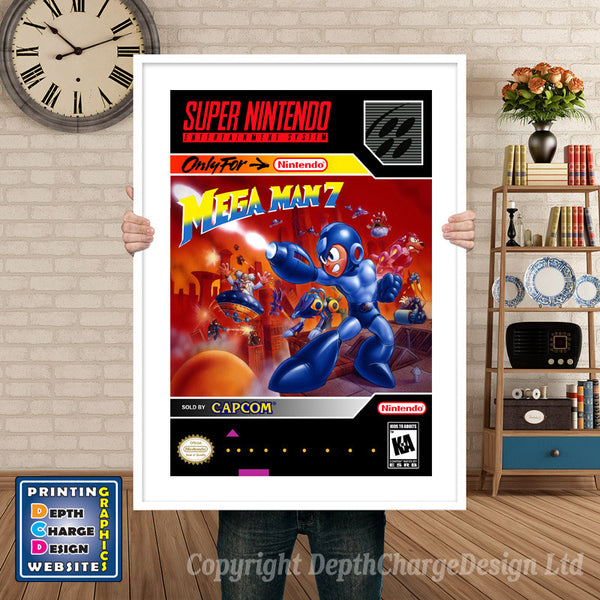 Mega Man 7 Super Nintendo Game Inspired Theme Retro Gaming Poster