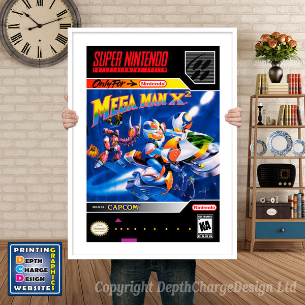 Mega Man X2 Super Nintendo Game Inspired Theme Retro Gaming Poster