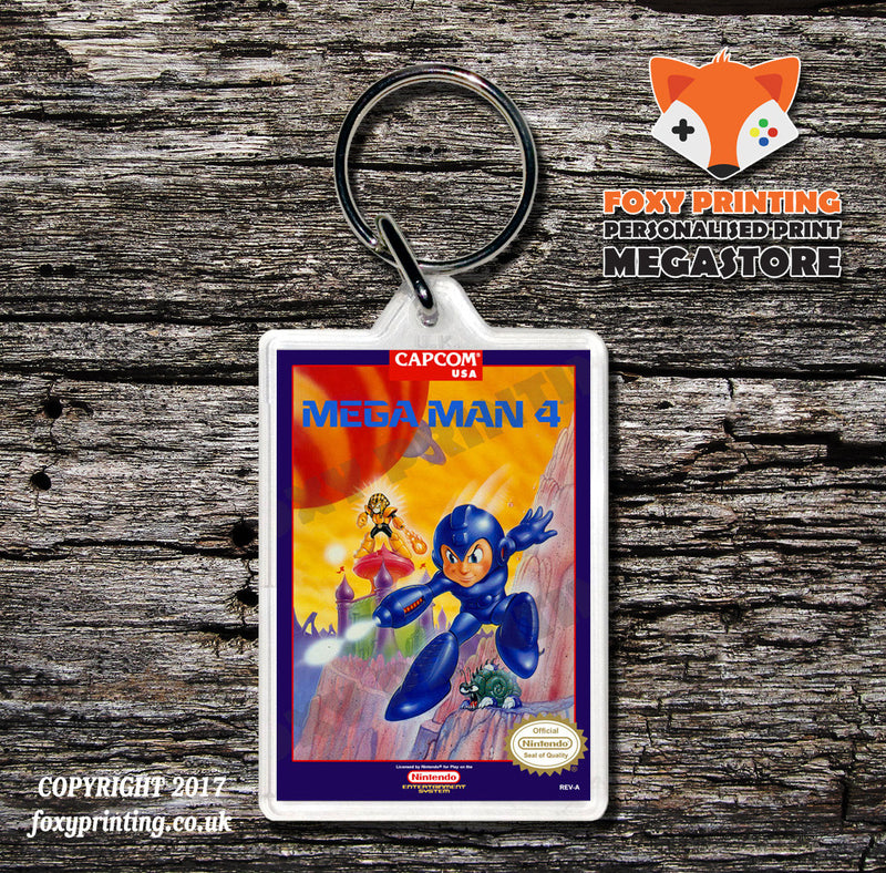 Mega Man 3 Retro NES Game Cover Art Gaming Keyring