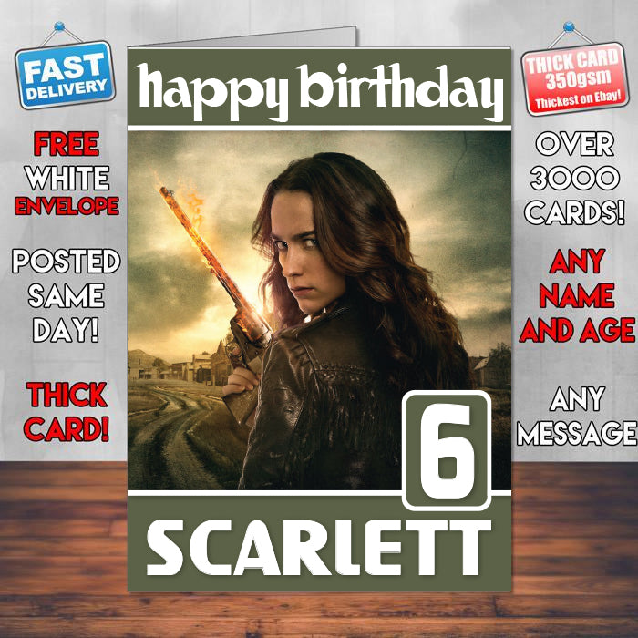 Melanie Scrofano Wynonna Earp Theme Style Personalised Kids Inspired Movie Birthday Card (SA)
