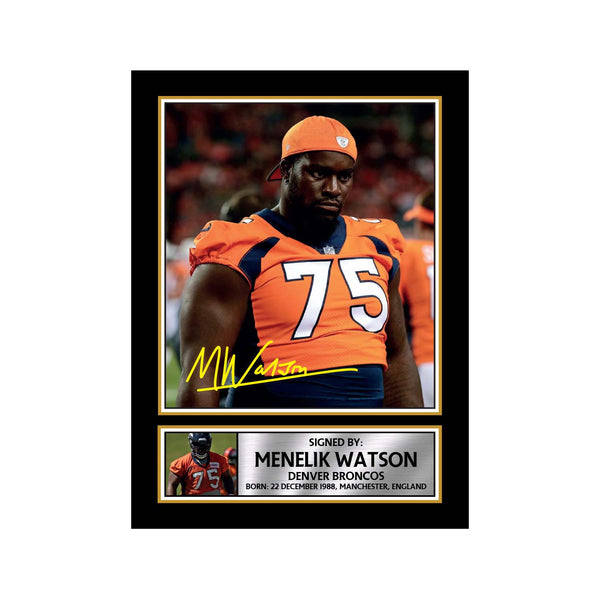 Menelik Watson American Football Printed Signature Print