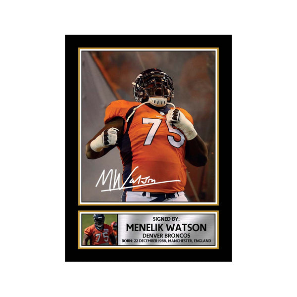 Menelik Watson 2 American Football Printed Signature Print