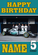 Personalised Mercedes F1 THEME INSPIRED PERSONALISED Kids Adult Birthday Card