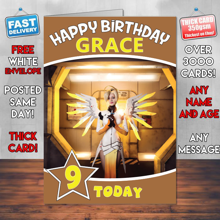 Mercy Cosplay Inspired Style Game Kids Inspired Birthday Card (SA)