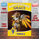 Mercy Overwatch Cosplay Inspired Style Game Kids Inspired Birthday Card (SA)