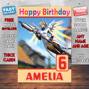 Personalised Mercy Overwatch 4k Artwork Inspired Style Game Kids Inspired Birthday Card (SA)