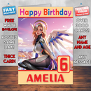 Personalised Mercy Overwatch Artwork Inspired Style Game Kids Inspired Birthday Card (SA)