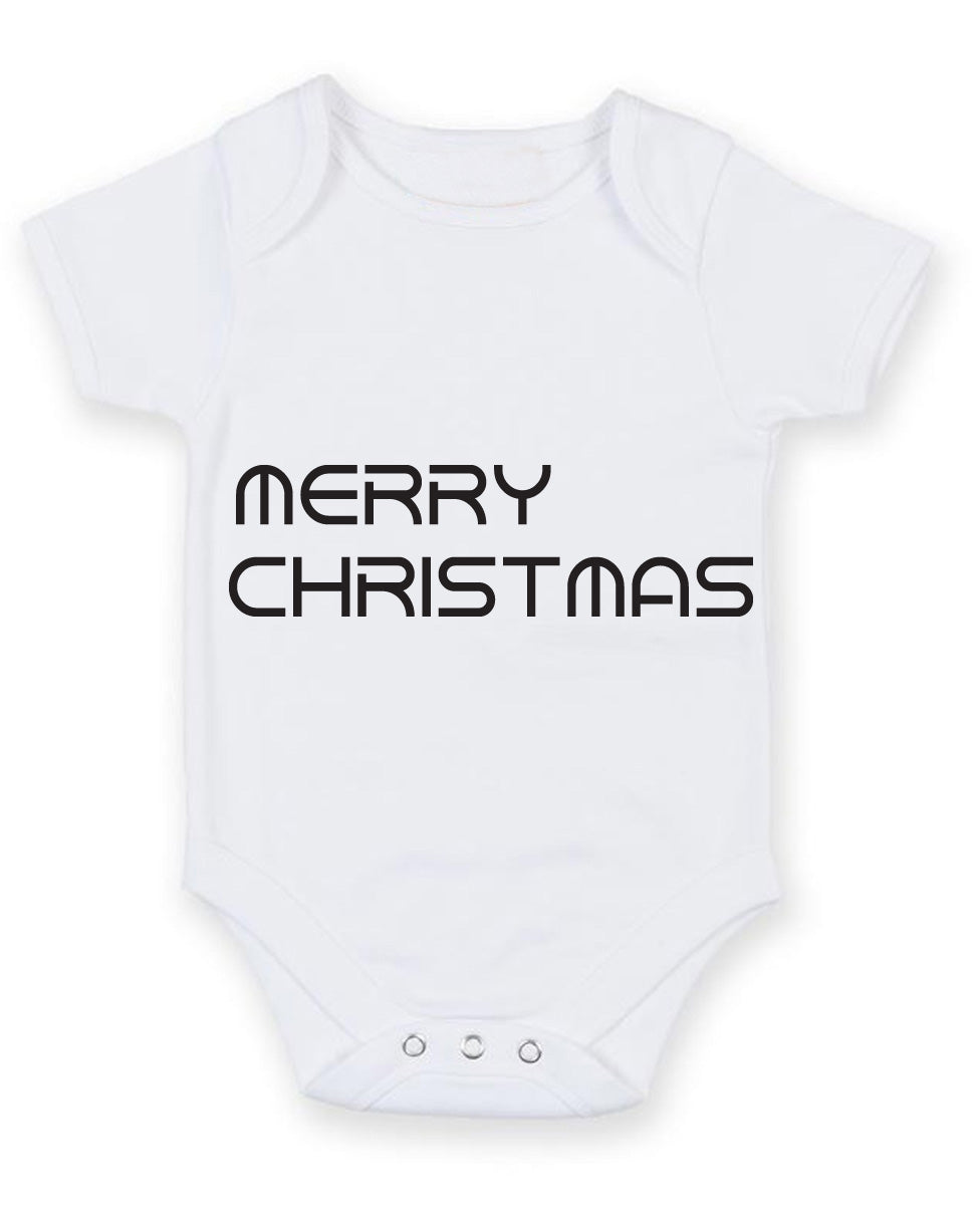 Merry Christmas Xmas Tree Baby Grow Bodysuit