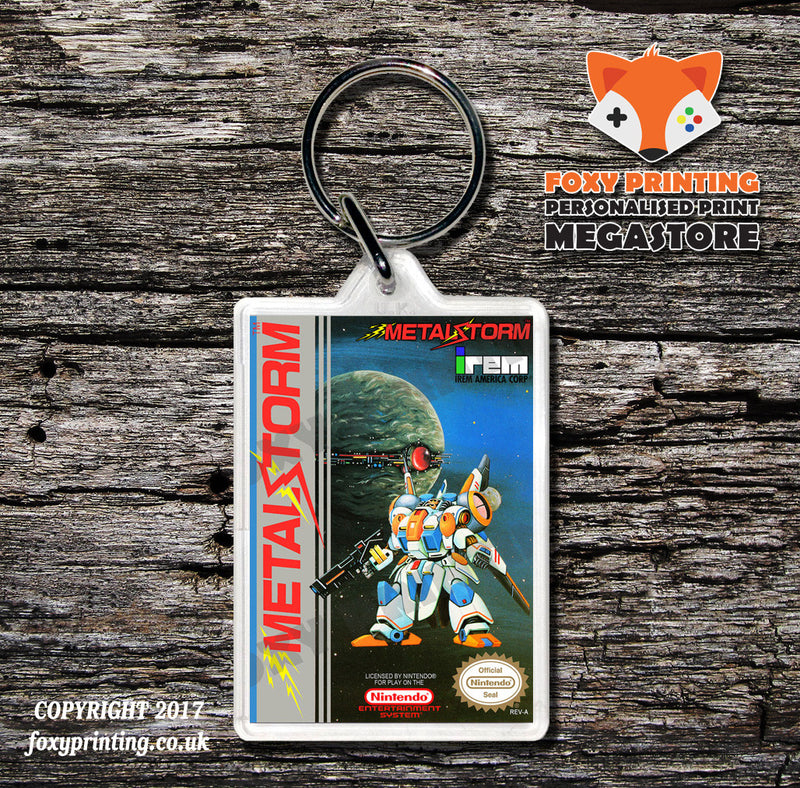 Metal Mech Retro NES Game Cover Art Gaming Keyring
