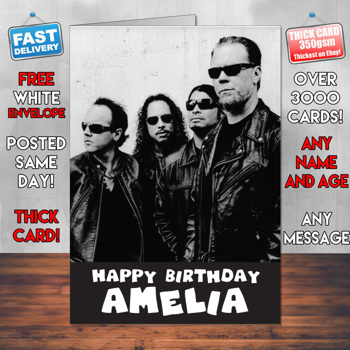 Metallica Personalised Music Style Kids Adult FUNNY Birthday Card