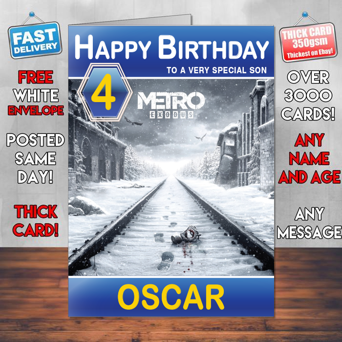 Personalised Metro Exodus 2018 Inspired Style Game Kids Inspired Birthday Card (SA)