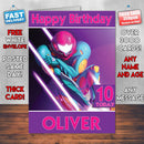 Metroid Art Metroid Samus Theme Style Personalised Kids Inspired Movie Birthday Card (SA)