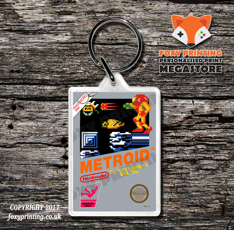 Metroid Classic Series Retro NES Game Cover Art Gaming Keyring
