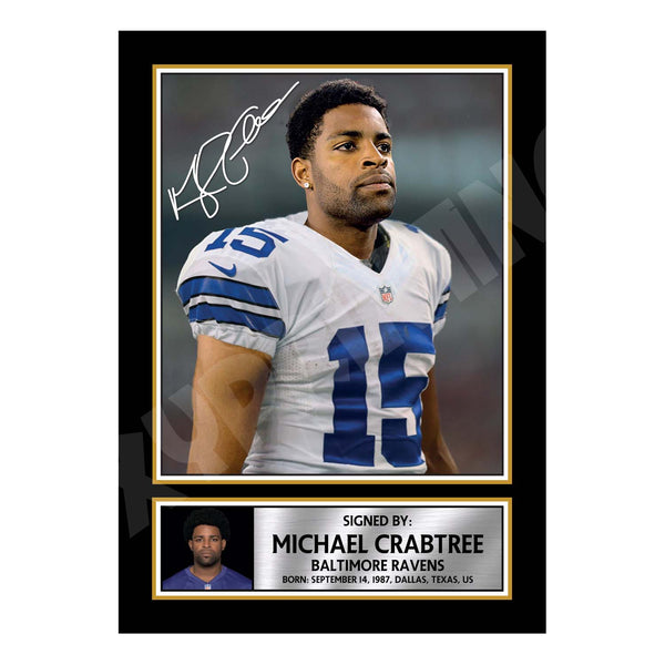 Michael Crabtree 1 American Football Printed Signature Print