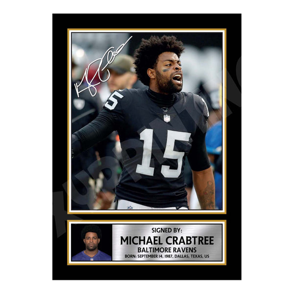 Michael Crabtree 2 American Football Printed Signature Print