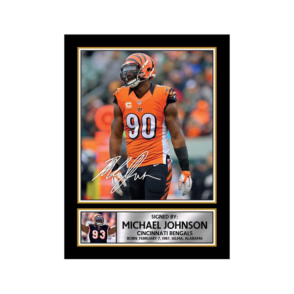 MICHAEL JOHNSON 2 – 1 Football Player Printed Signature Print