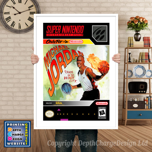 Michael Jordan Chaos in the Windy City Super Nintendo Game Inspired Theme Retro