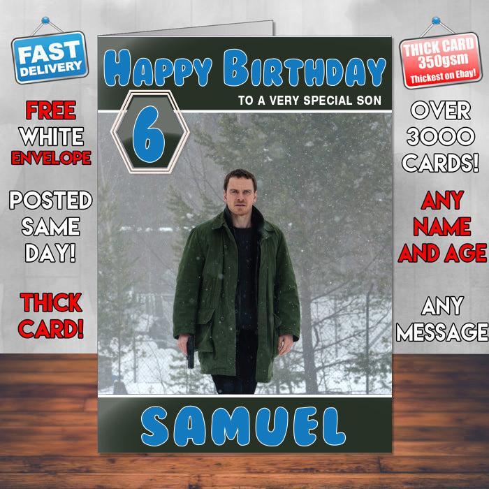 Michael Fassbender In The Snowman 2017 Theme Style Personalised Kids Inspired Movie Birthday Card (SA)