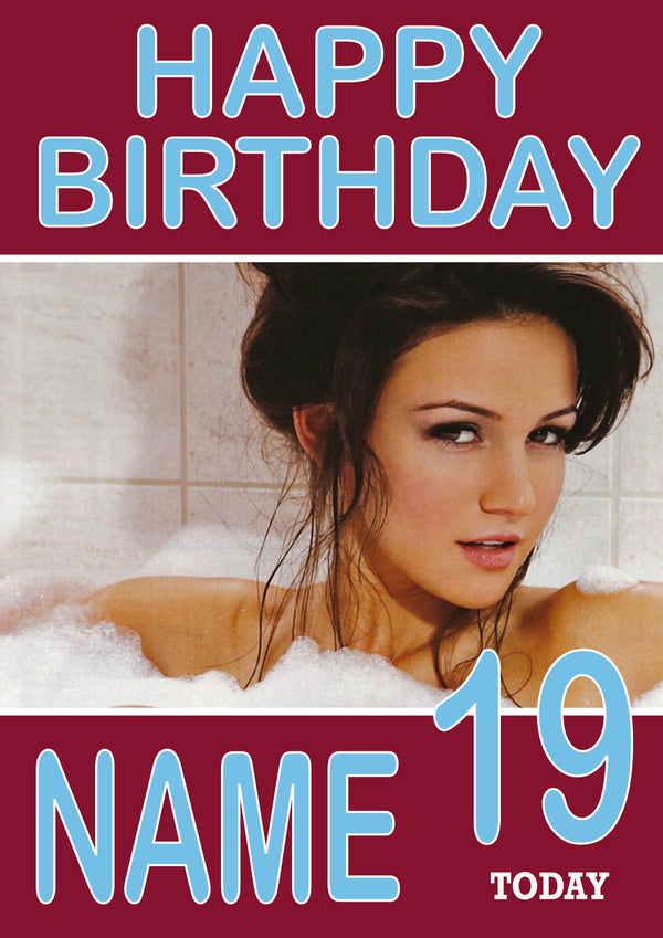 Personalised Michelle Keegan INSPIRED Adult RUDE Birthday Card