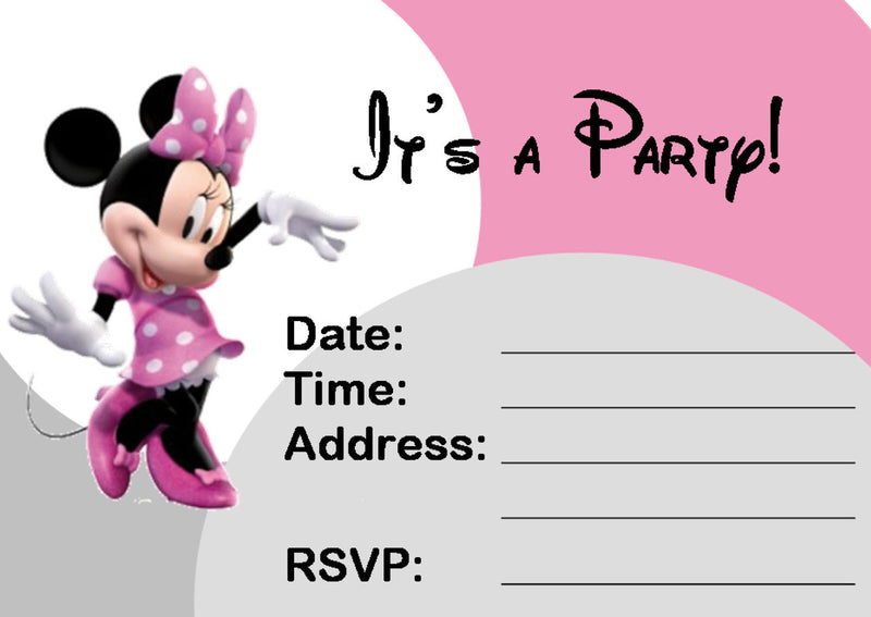 10 X Personalised Printed Girls Mickey Mouse INSPIRED STYLE Invites