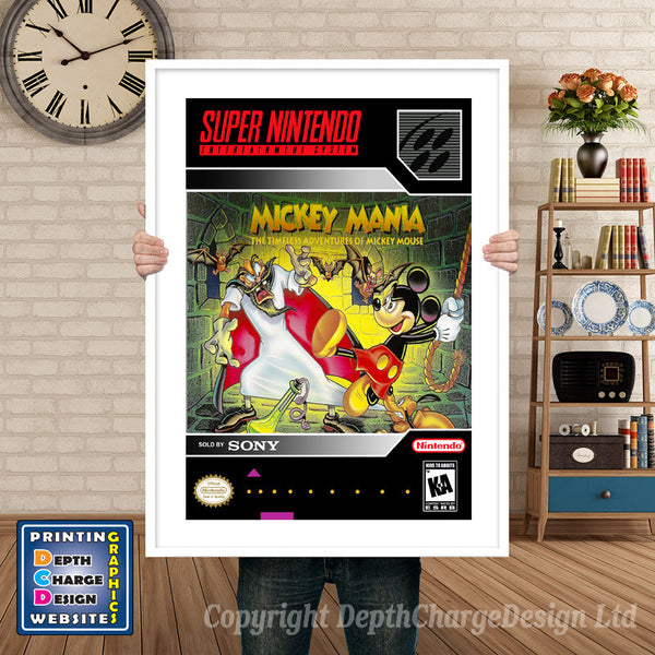 Micky Mania Super Nintendo Game Inspired Theme Retro Gaming Poster