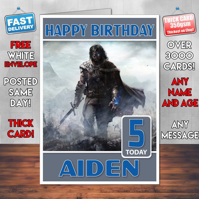 Personalised Middle Earth Inspired Style Game Kids Inspired Birthday Card (SA)