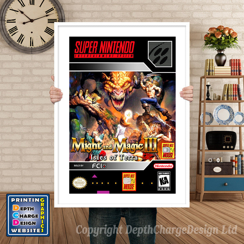 Might And Magic III  Isles Of Terra Super Nintendo GAME INSPIRED THEME Retro Gaming Poster A4 A3 A2 Or A1