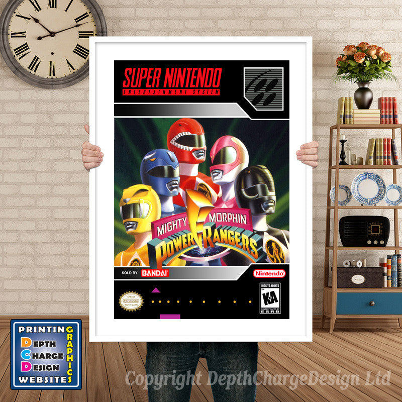 Mighty Morphin Power Rangers Super Nintendo GAME INSPIRED THEME Retro Gaming Poster A4 A3 A2 Or A1