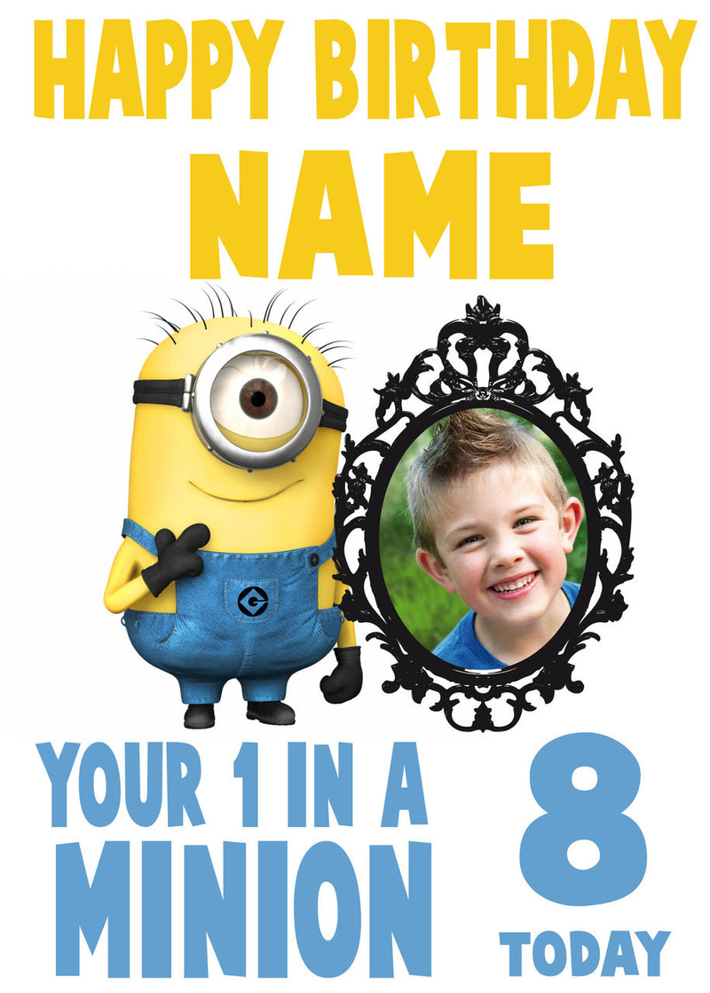 THEME INSPIRED Kids Adult Personalised Birthday Card Minion Birthday Card 2