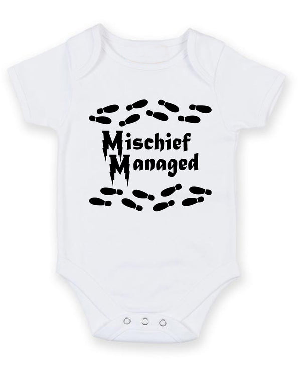 Mischief Managed Personalised Baby Boy Girl Unisex Short Sleeve Bodysuit