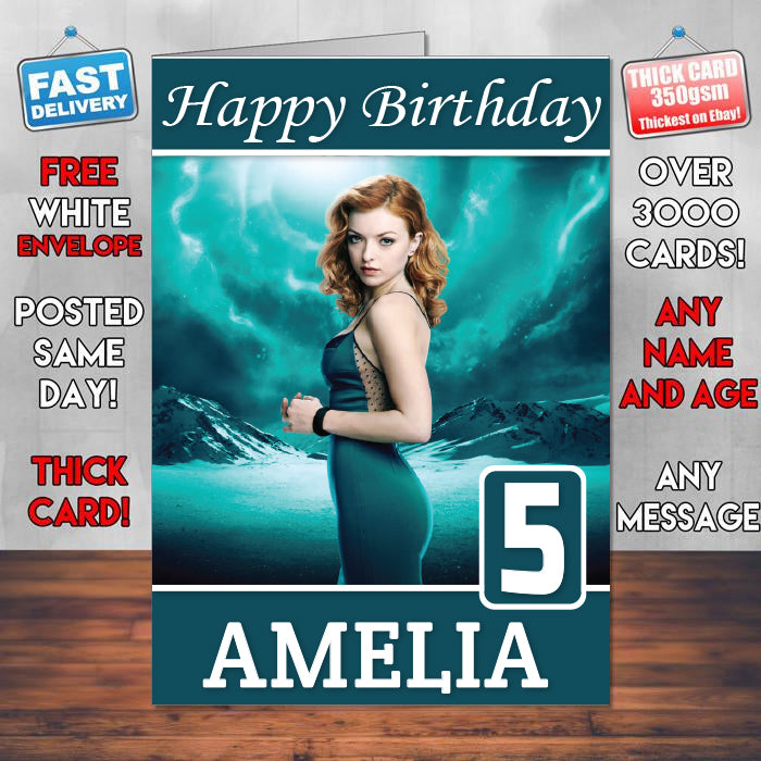 Molly Walker Heroes Reborn Theme Style Personalised Kids Inspired Movie Birthday Card (SA)