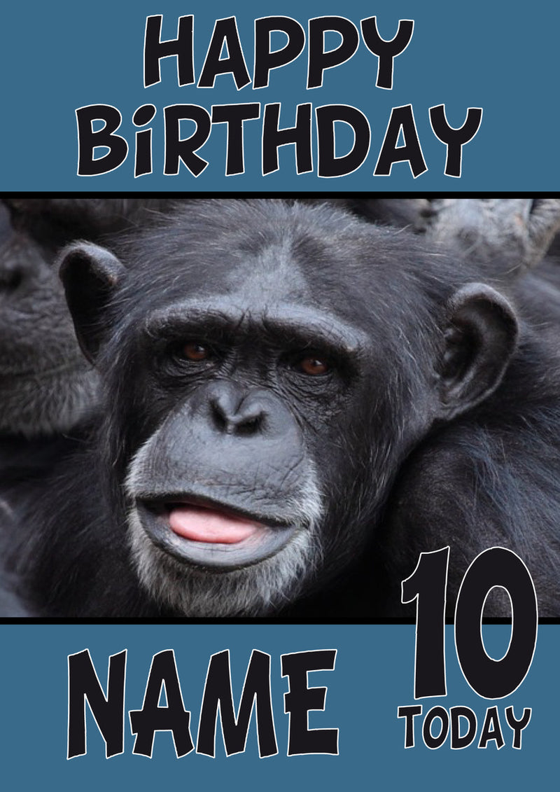 Happy Birthday Monkey1 Funny Kids Adult Personalised Birthday Card