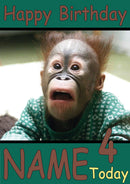 Monkey In A Sweater Funny Kids Adult Personalised Birthday Card Gift Present