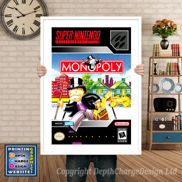 Monopoly Super Nintendo Game Inspired Theme Retro Gaming Poster