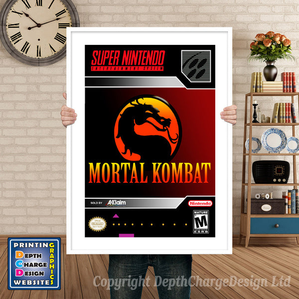 Mortal Kombat Super Nintendo Game Inspired Theme Retro Gaming Poster